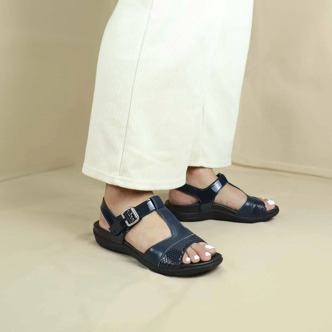 [20% off at cart] Snake Print Ankle Strap Flat Sandals