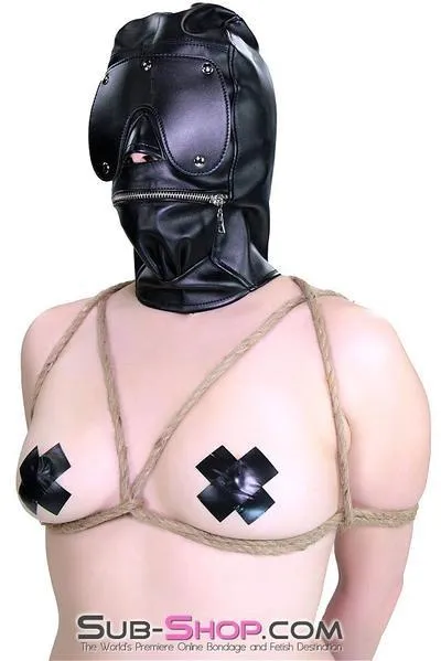 8962DL      Zipper Mouth Hood with Removable Blindfold - LAST CHANCE - Final Closeout!