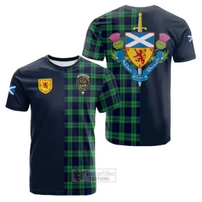 Abercrombie Tartan Cotton T-shirt Alba with Scottish Lion Royal Arm Half Style