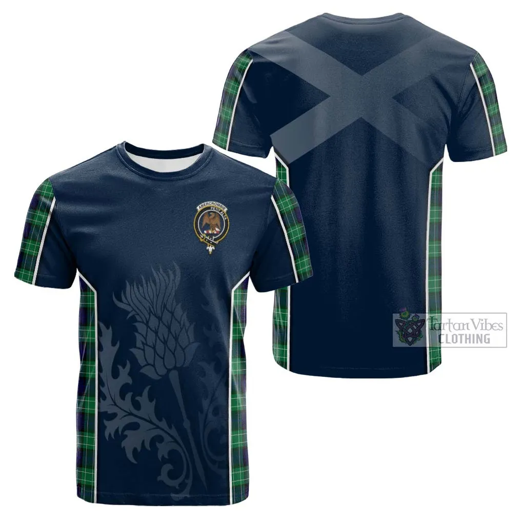 Abercrombie Tartan Cotton T-shirt with Family Crest and Scottish Thistle Vibes Sport Style