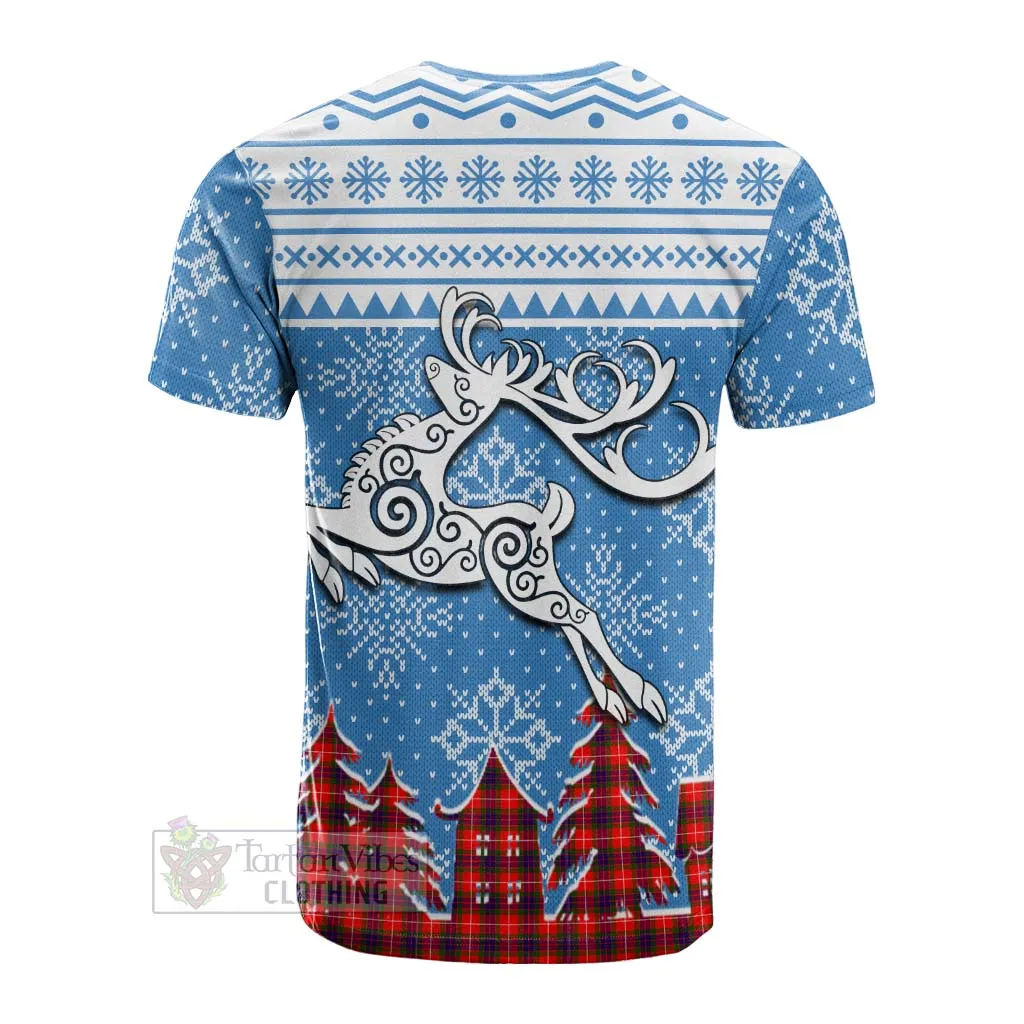 Abernethy Clan Christmas Cotton T-shirt Celtic Reindeer Style