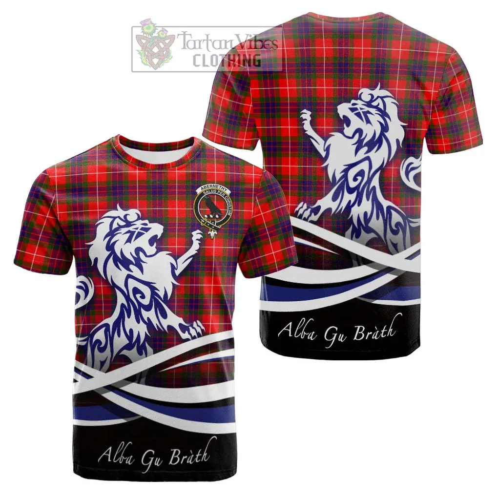 Abernethy Tartan Cotton T-shirt with Alba Gu Brath Regal Lion Emblem