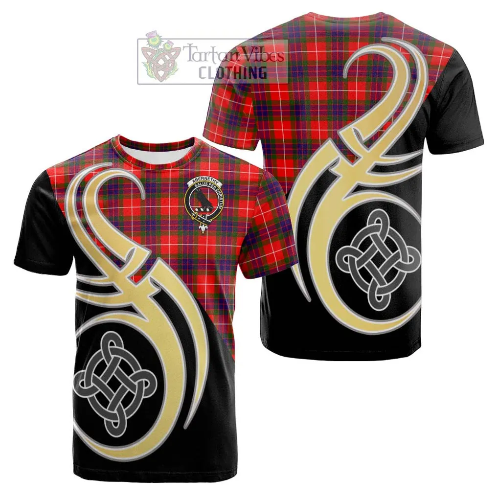 Abernethy Tartan Cotton T-shirt with Family Crest and Celtic Symbol Style