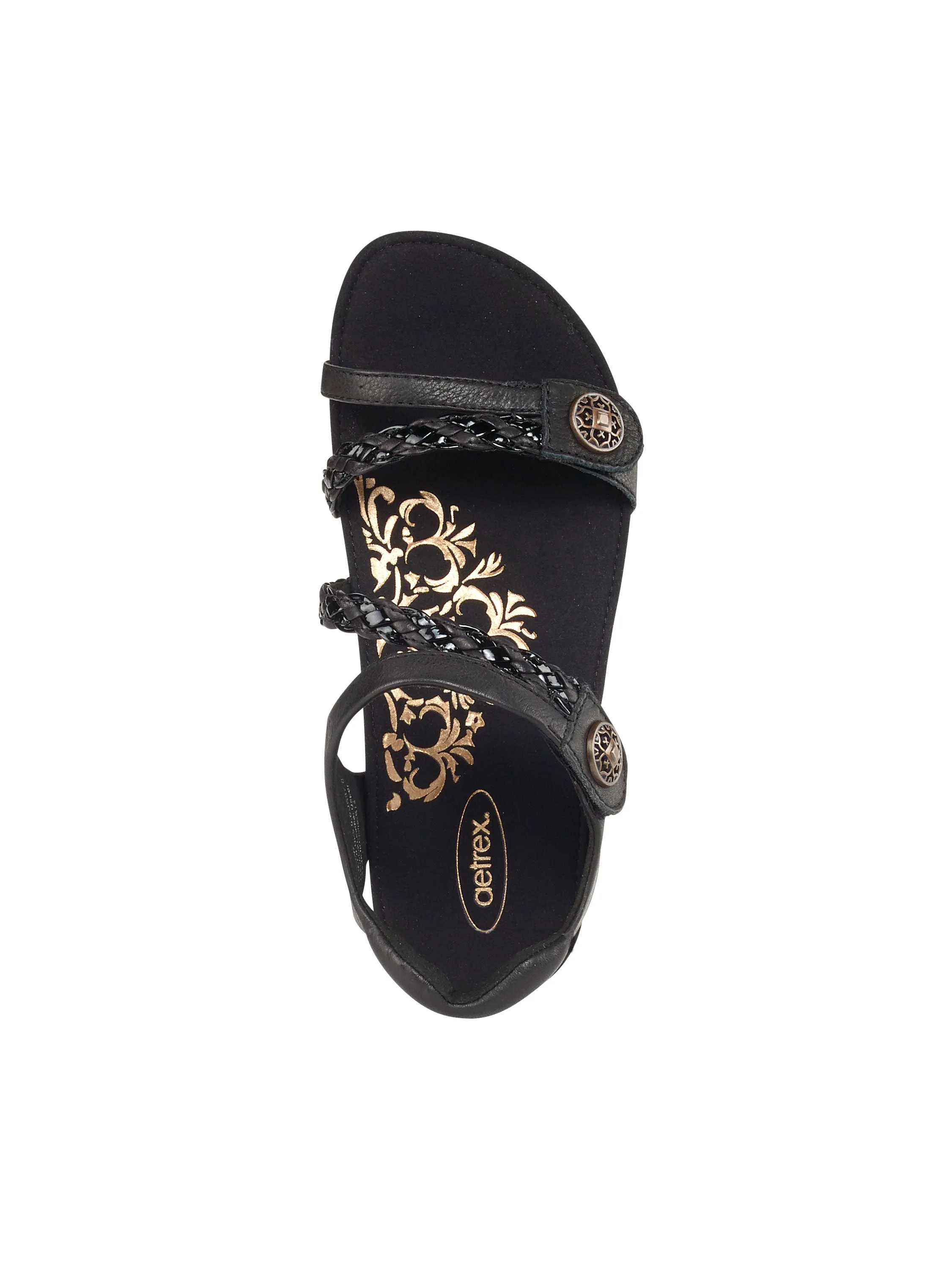 Aetrex Jillian Quarter Strap Black Women's