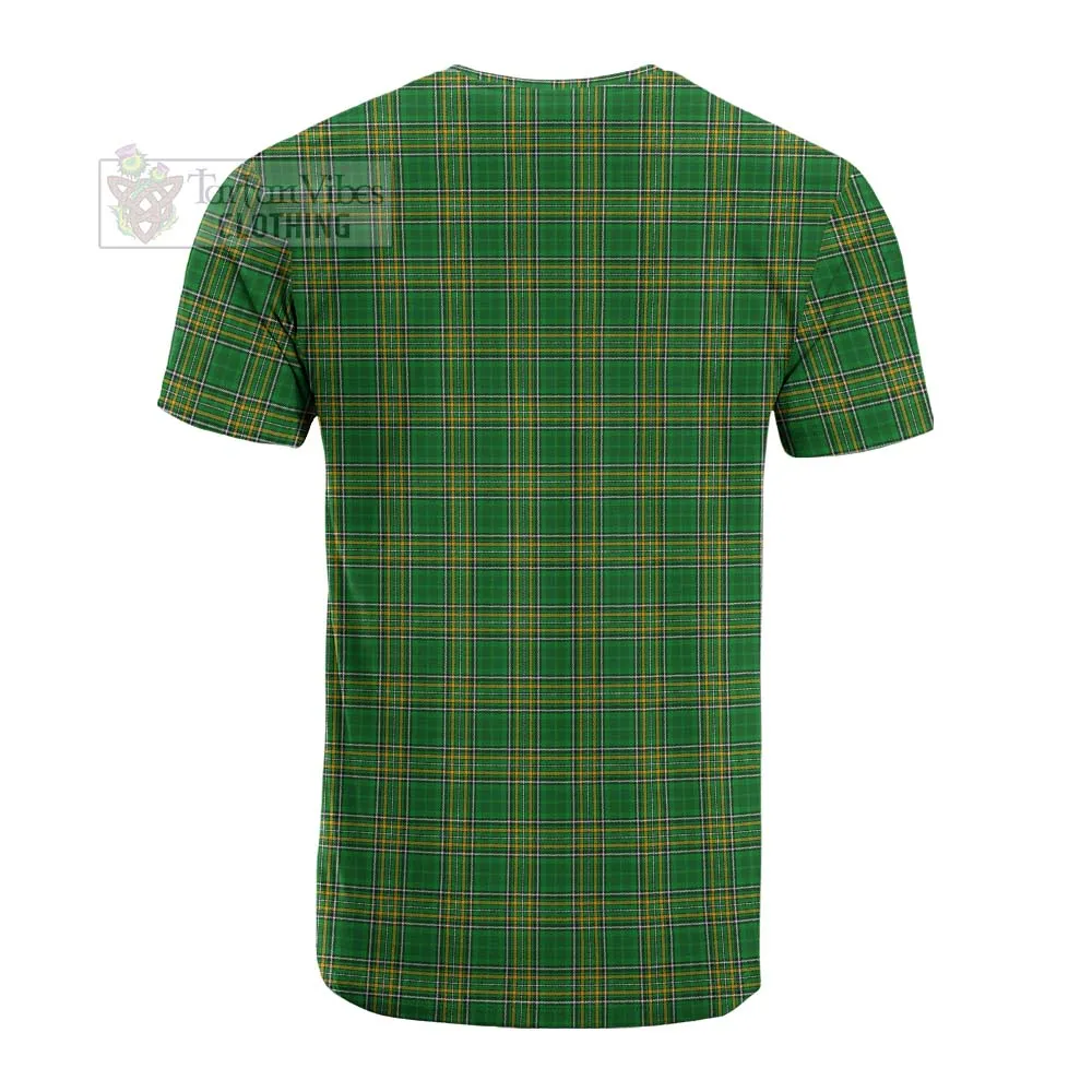 Aherne Irish Clan Tartan Cotton T-shirt with Coat of Arms