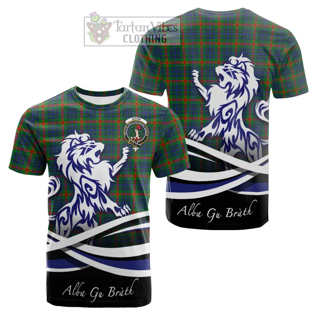 Aiton Tartan Cotton T-shirt with Alba Gu Brath Regal Lion Emblem