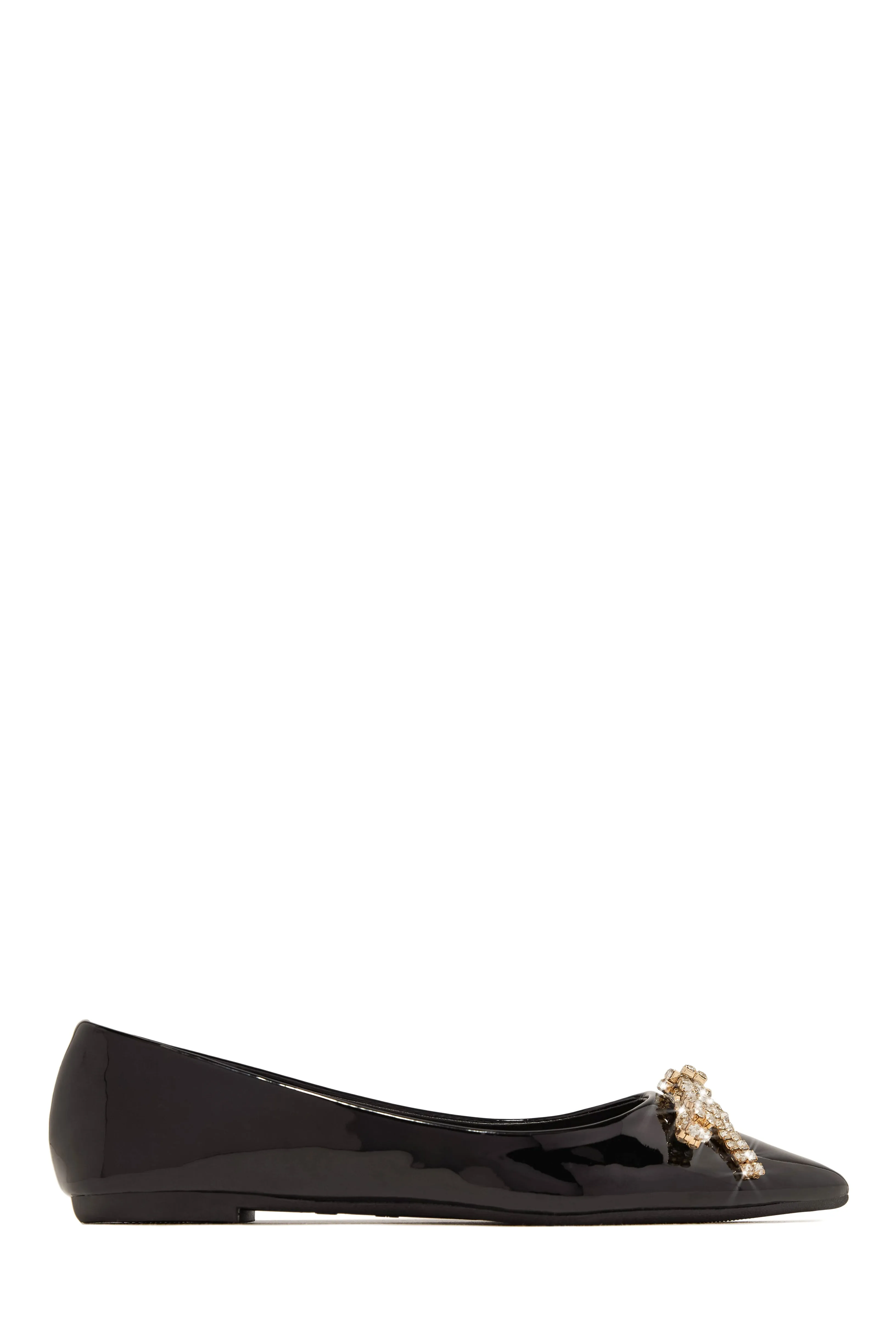 Alania Bow Embellished Pointed Toe Flats - Black