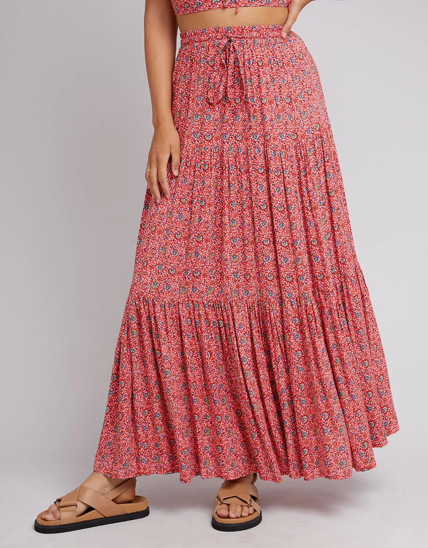 All About Eve Rosanna Floral Maxi Skirt Red