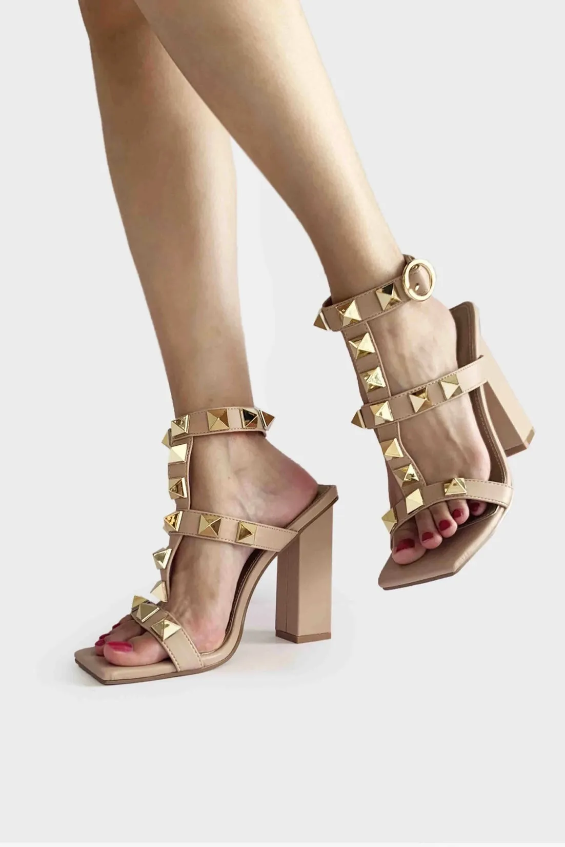 All Eyes On You Rockstud Heels Sandals