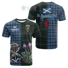 Allison Tartan Cotton T-shirt Happy St. Andrew's Day Half Tartan Style