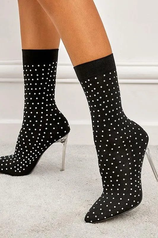 American rhinestone elastic high-heeled boots