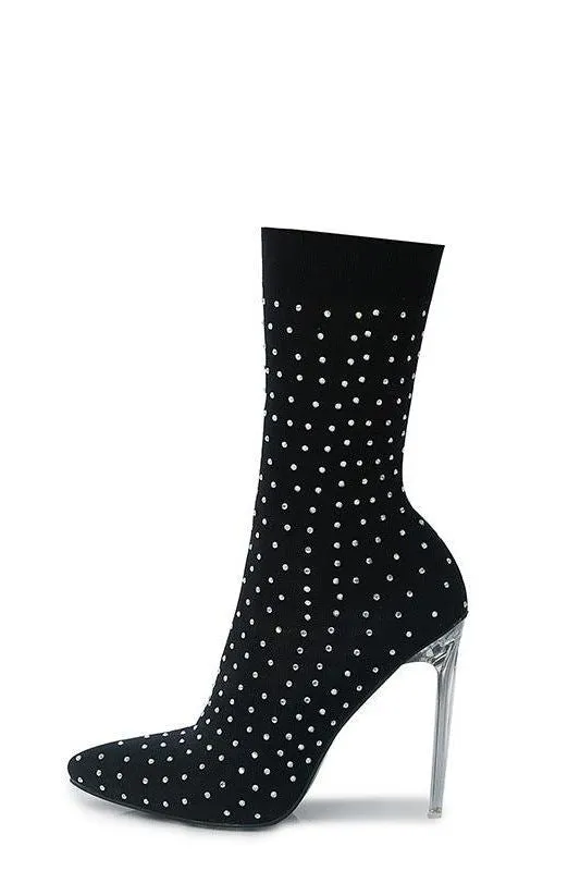 American rhinestone elastic high-heeled boots