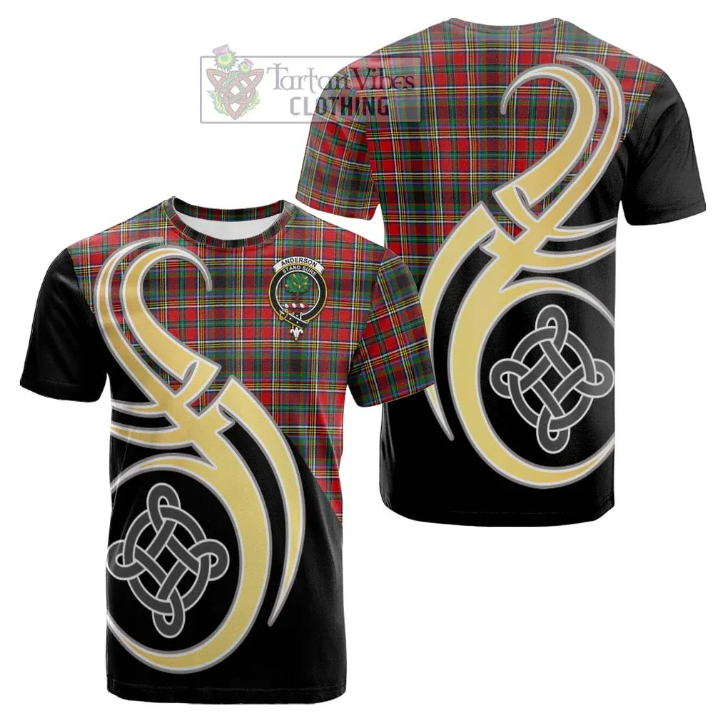 Anderson of Arbrake Tartan Cotton T-shirt with Family Crest and Celtic Symbol Style