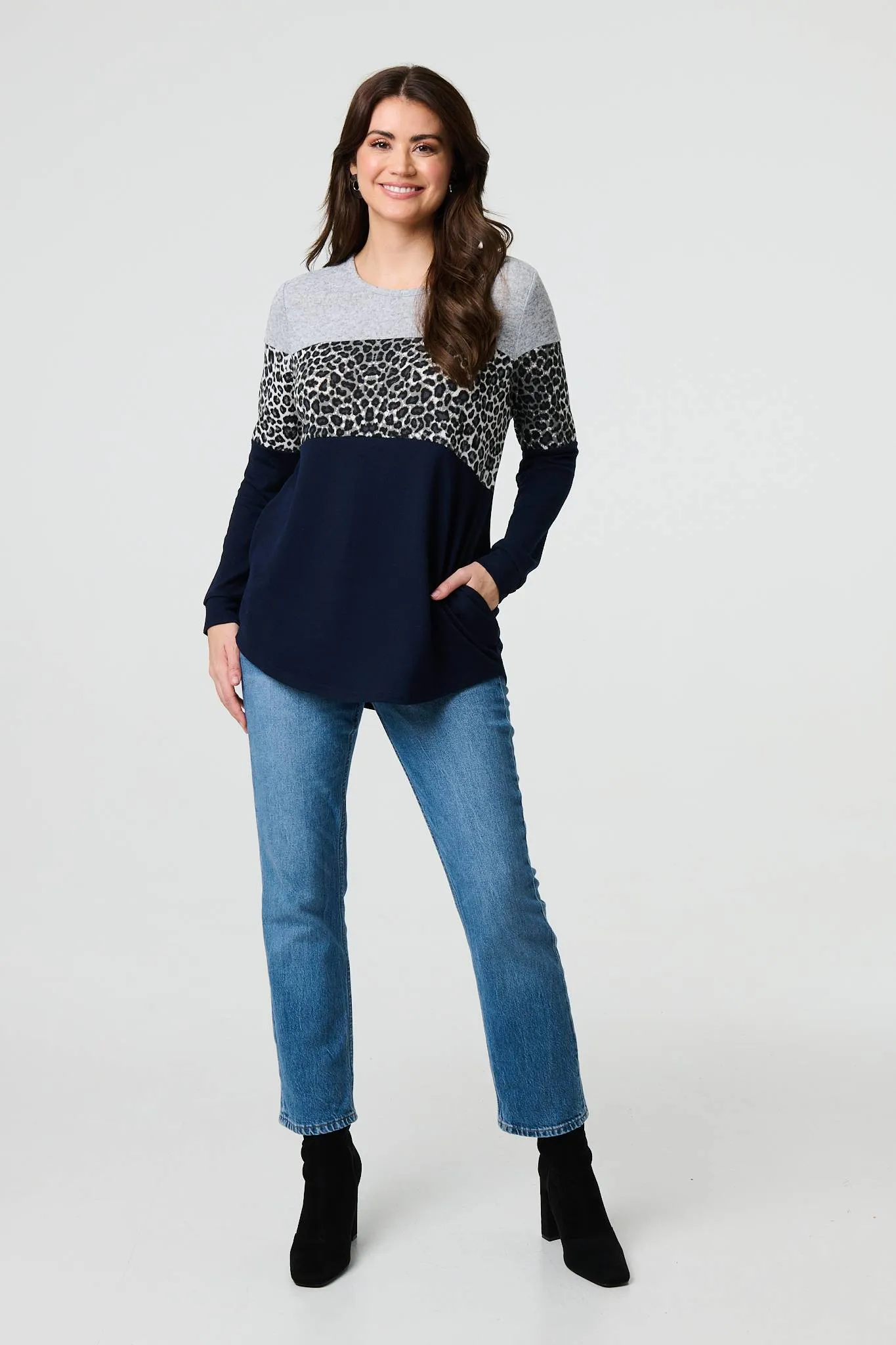 Animal Print Striped Top