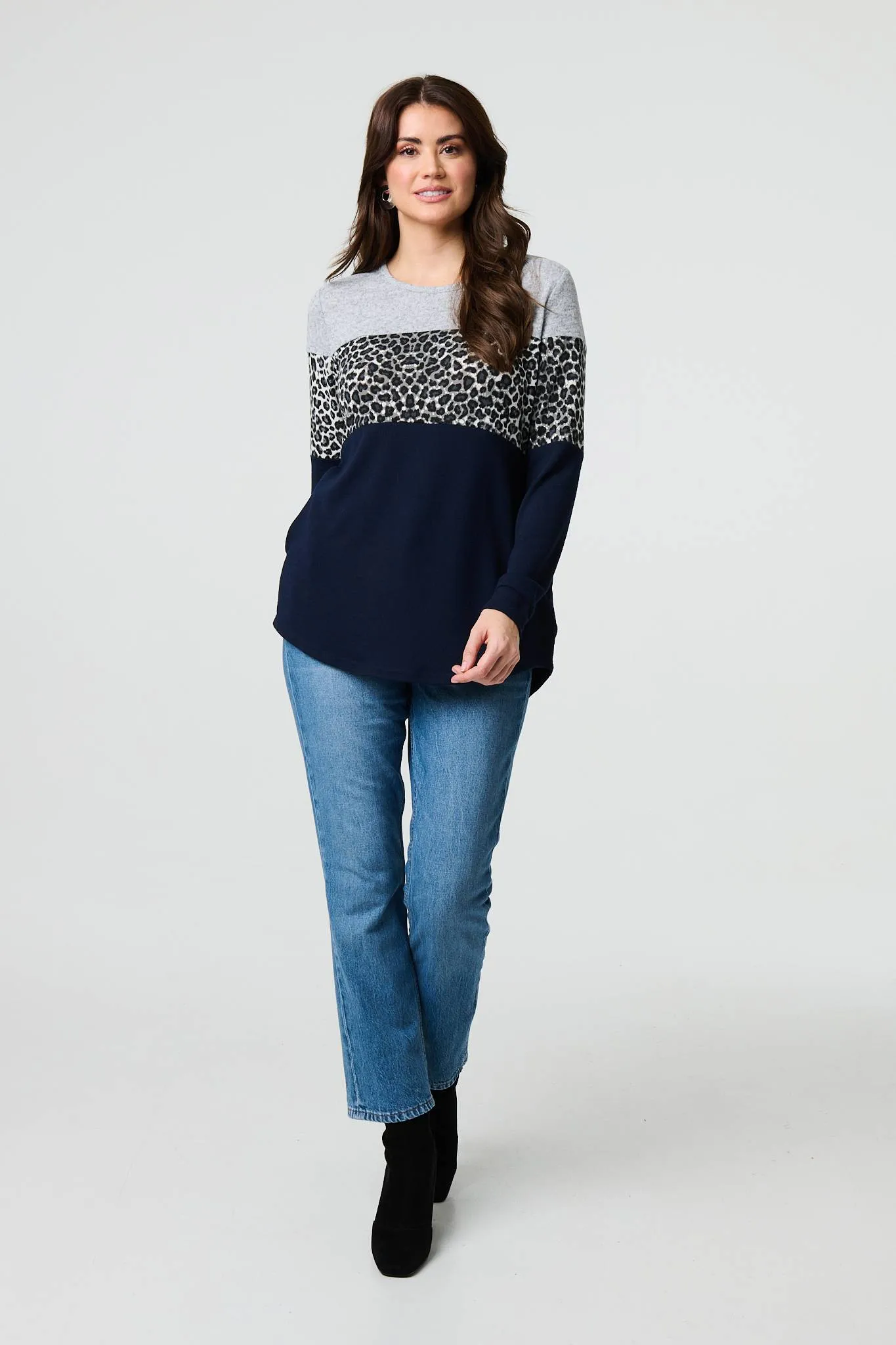 Animal Print Striped Top