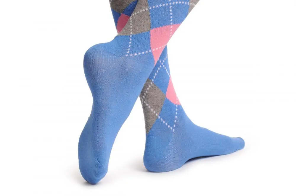 Argyle Blue Grey & Pink