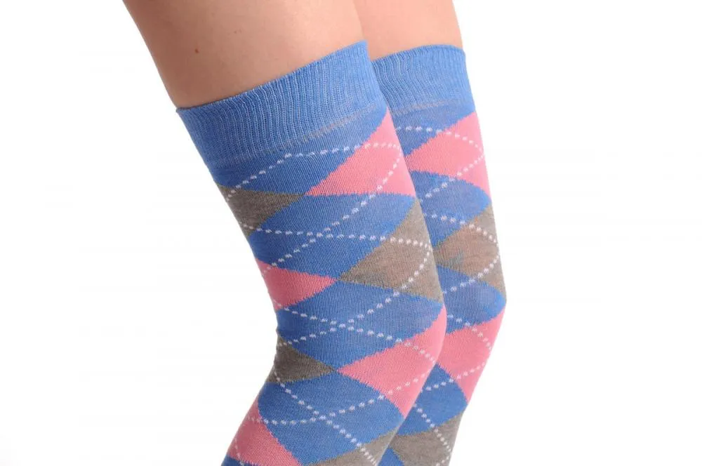 Argyle Blue Grey & Pink