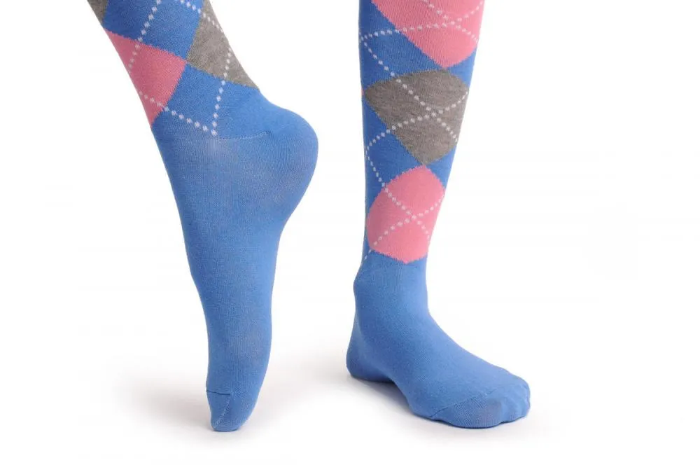 Argyle Blue Grey & Pink