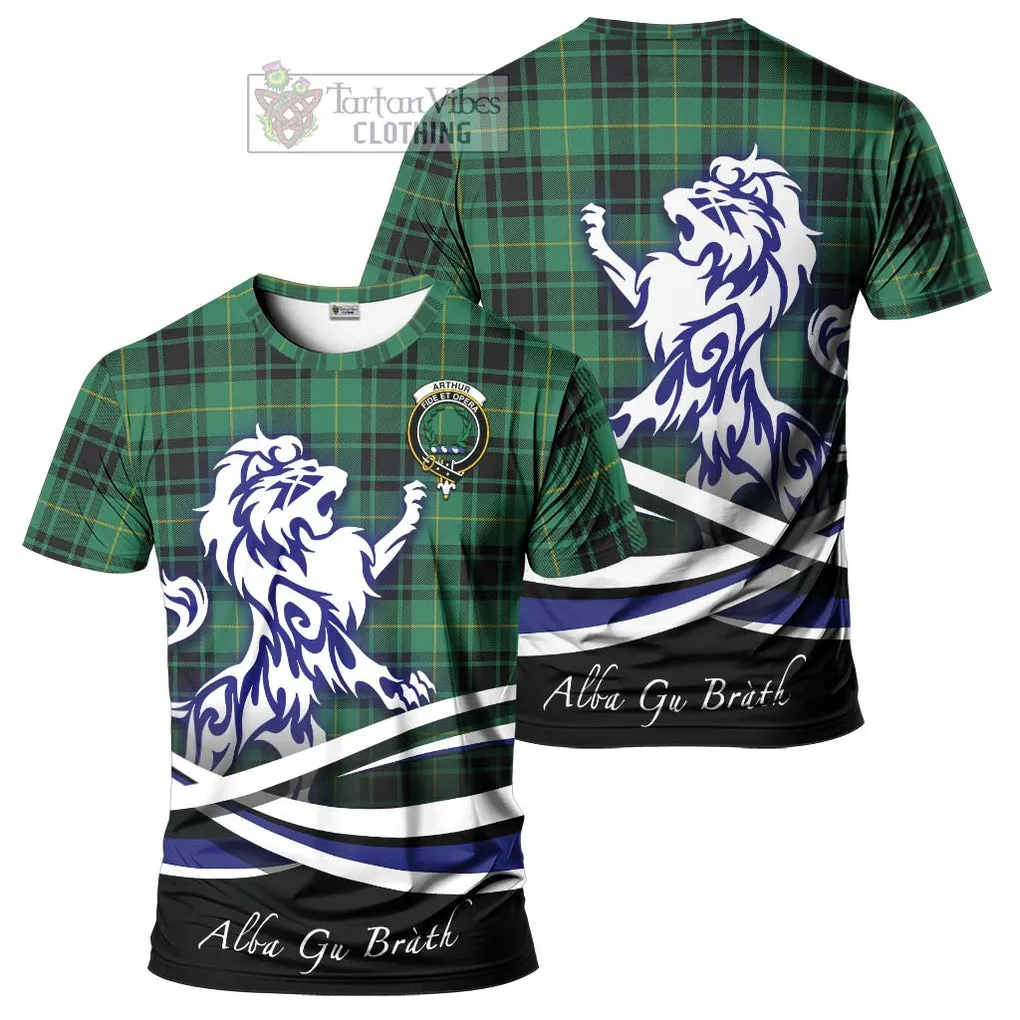 Arthur Ancient Tartan Cotton T-shirt with Alba Gu Brath Regal Lion Emblem