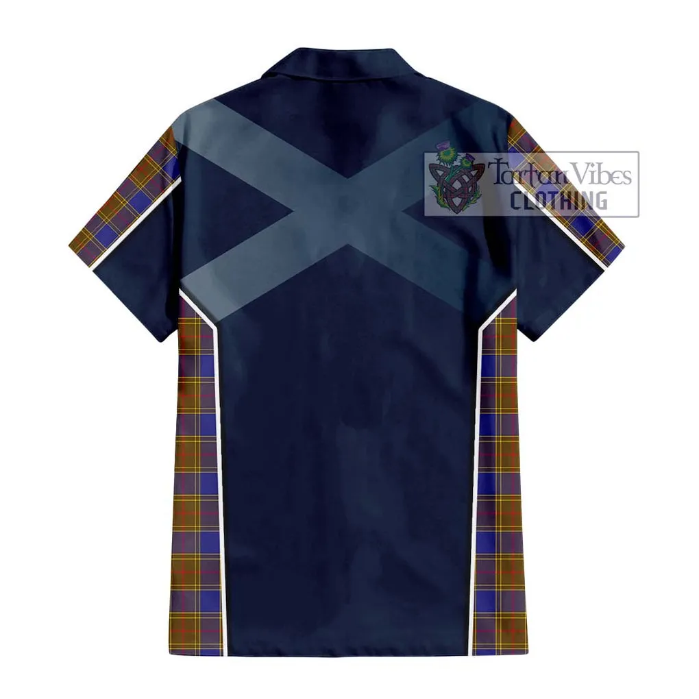 Balfour Tartan Short Sleeve Button Shirt with Family Crest and Lion Rampant Vibes Sport Style