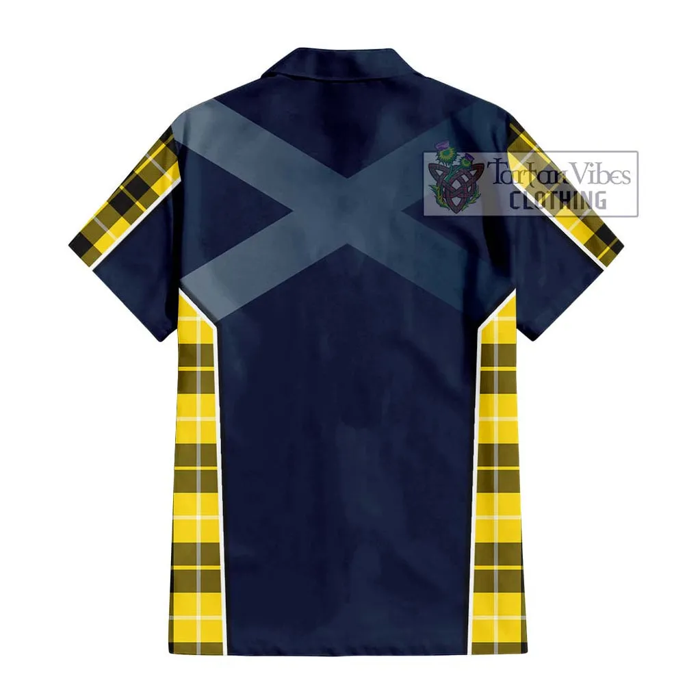 Barclay Dress Modern Tartan Short Sleeve Button Shirt with Family Crest and Lion Rampant Vibes Sport Style