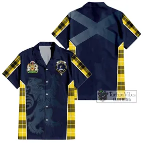 Barclay Dress Modern Tartan Short Sleeve Button Shirt with Family Crest and Lion Rampant Vibes Sport Style