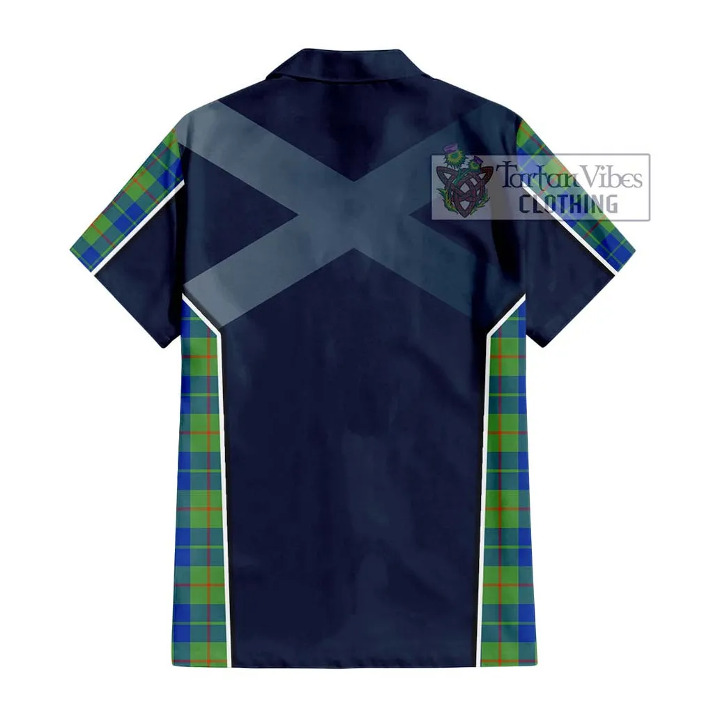 Barclay Hunting Ancient Tartan Short Sleeve Button Shirt with Family Crest and Lion Rampant Vibes Sport Style