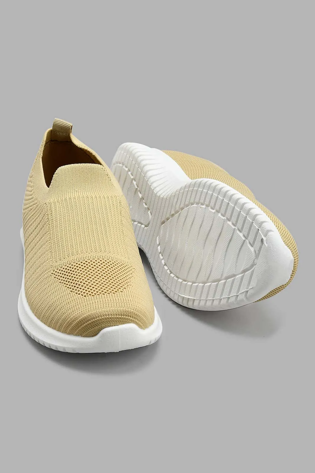 Beige Knitted Slip-On Sneaker