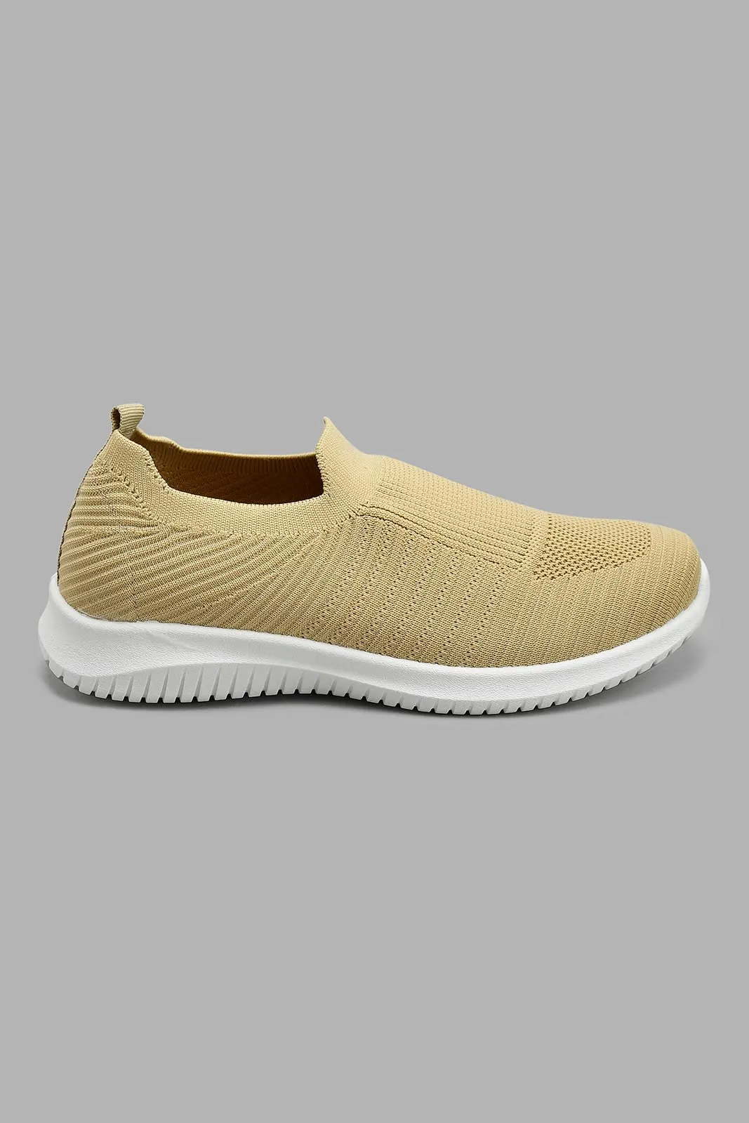 Beige Knitted Slip-On Sneaker