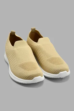 Beige Knitted Slip-On Sneaker