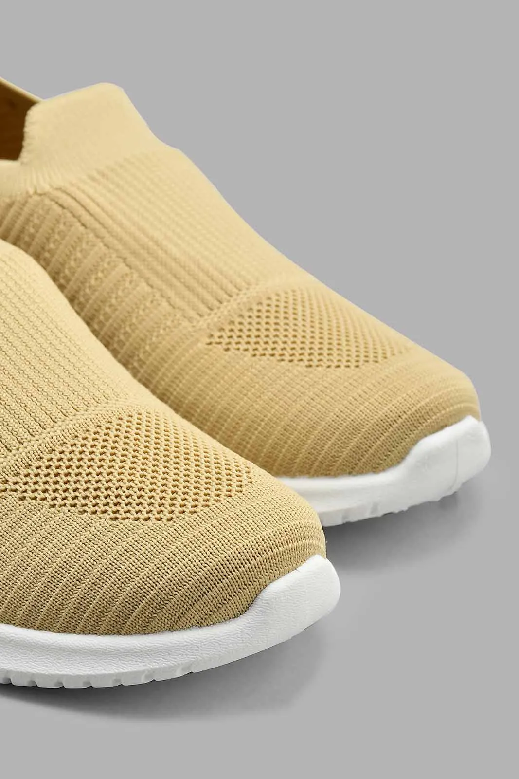 Beige Knitted Slip-On Sneaker