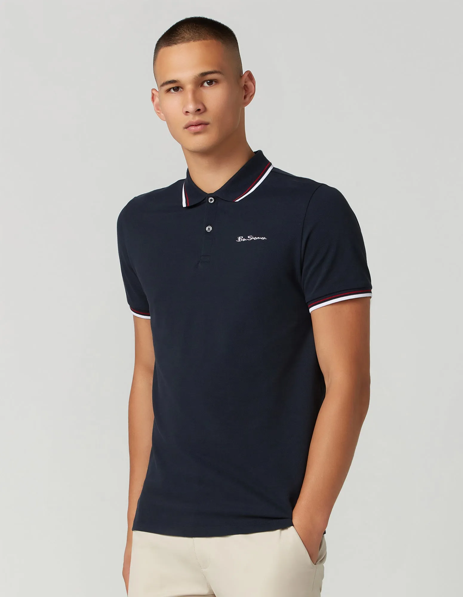 Ben Sherman Organic Signature Polo Navy White BS0059310ORNVW