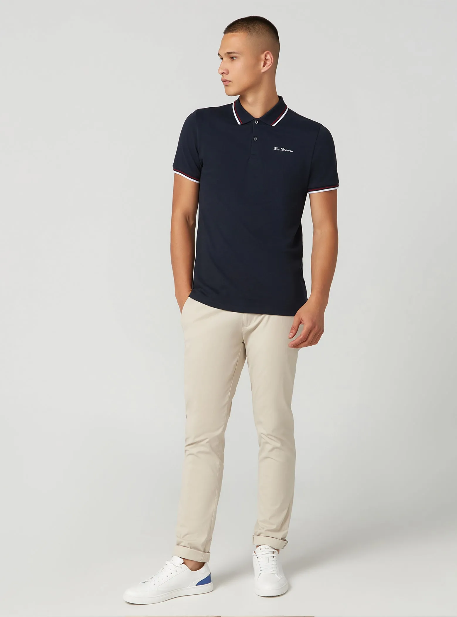 Ben Sherman Organic Signature Polo Navy White BS0059310ORNVW