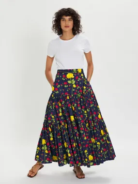 Billie Floral Maxi Skirt – Navy