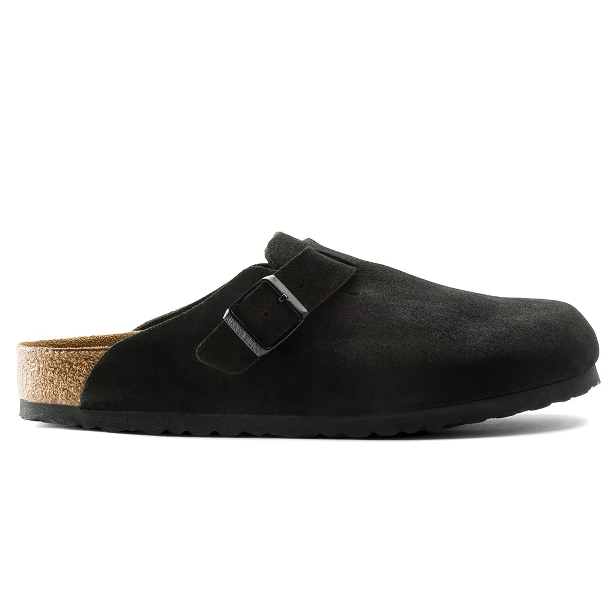 Birkenstock Boston Suede Flat Sandals Black