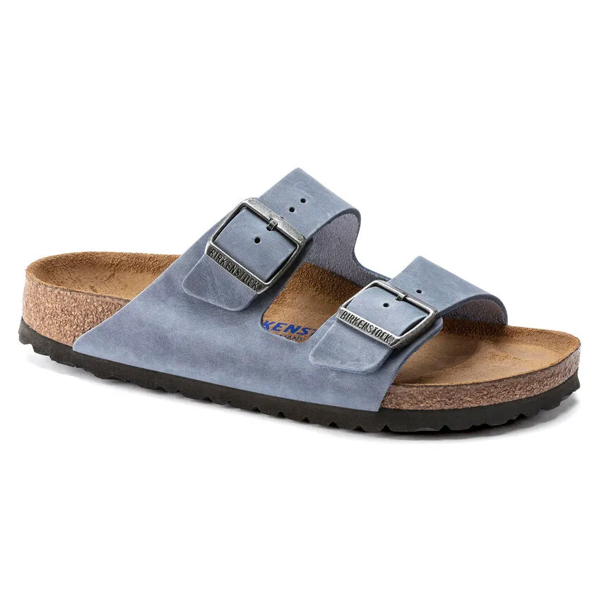 BIRKENSTOCK Women's Arizona Soft Footbed Oiled Leather (Dusty Blue - Narrow Fit)