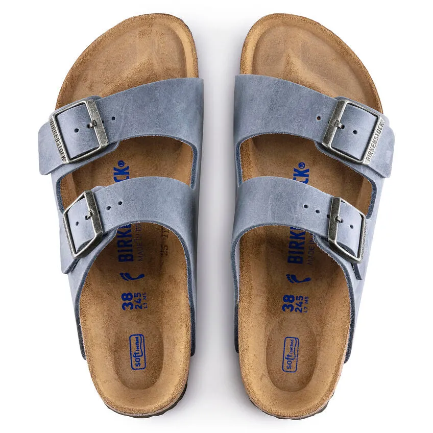 BIRKENSTOCK Women's Arizona Soft Footbed Oiled Leather (Dusty Blue - Narrow Fit)