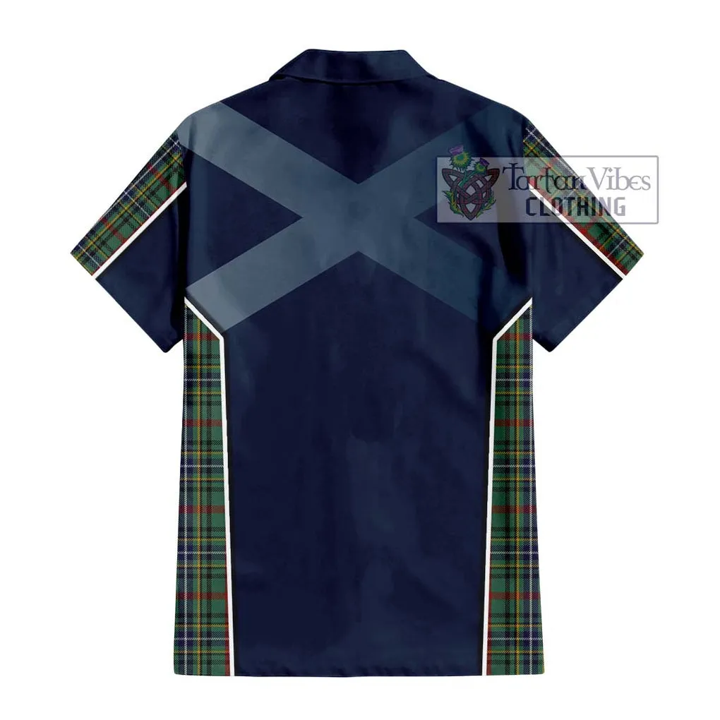 Bisset Tartan Short Sleeve Button Shirt with Family Crest and Lion Rampant Vibes Sport Style