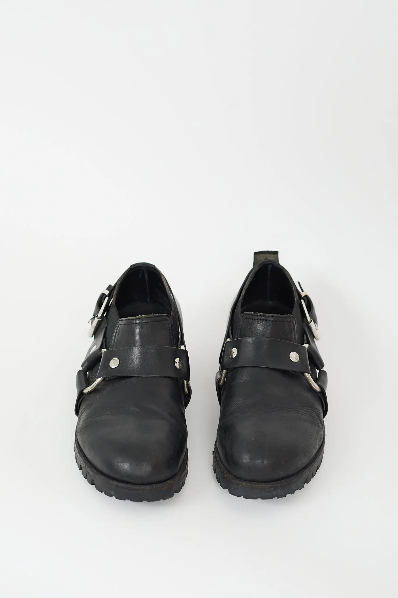 Black Leather Chef Daddy Harness Loafer