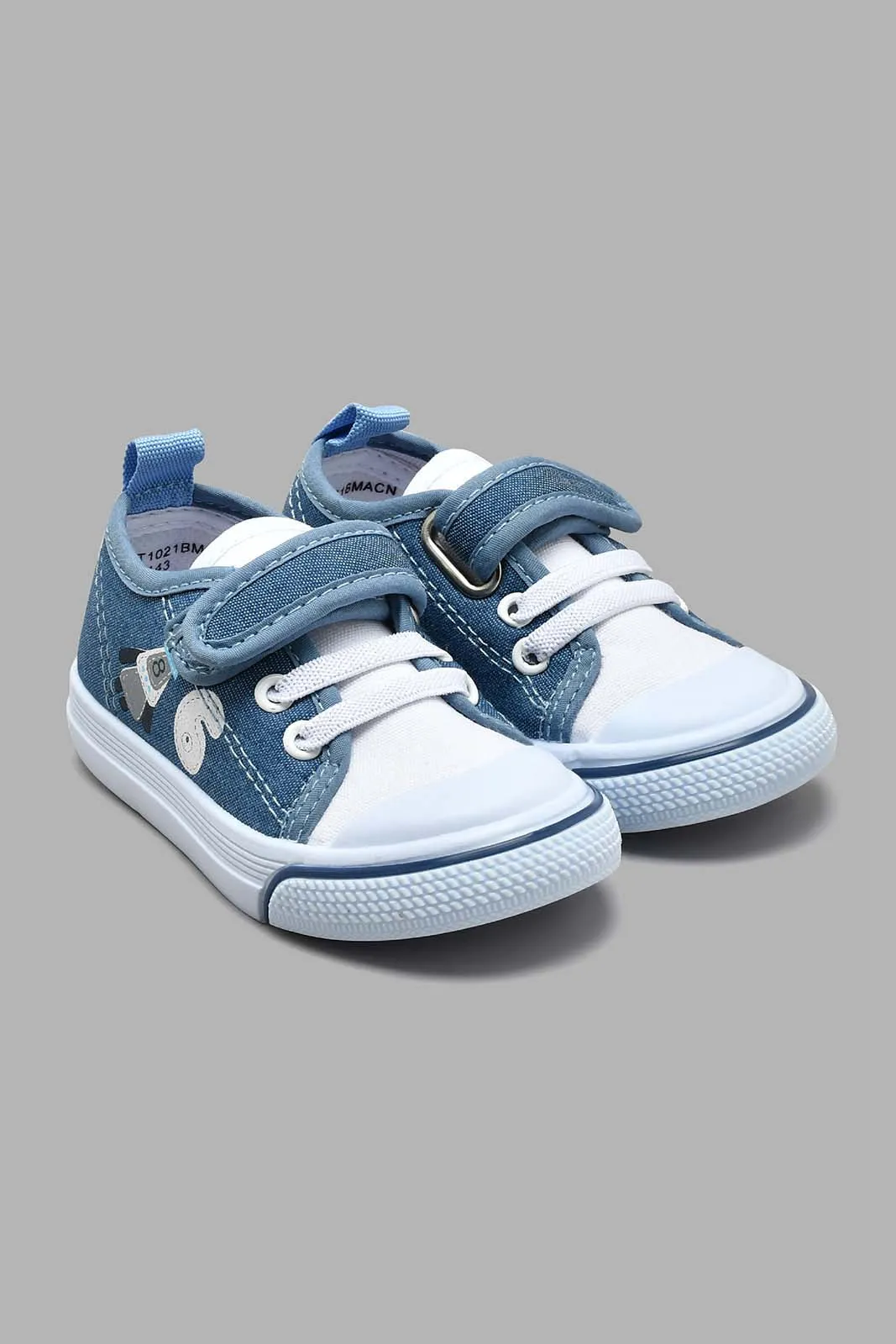 Blue Denim Velcro Strap Pump