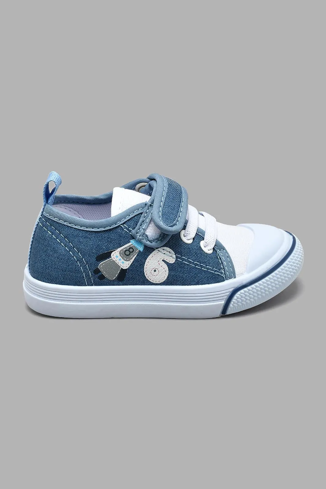 Blue Denim Velcro Strap Pump