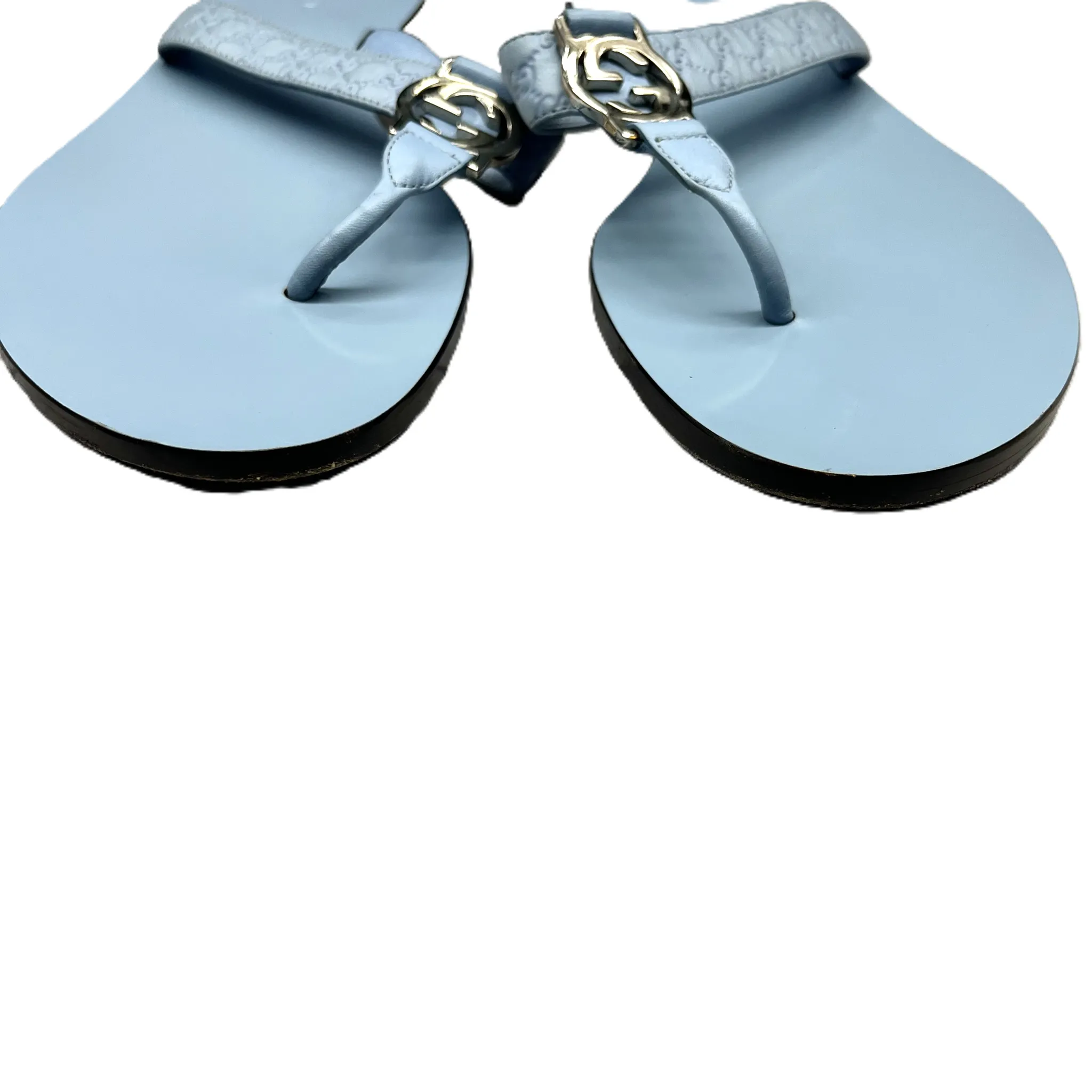 Blue Sandals Luxury Designer By Gucci, Size: 8