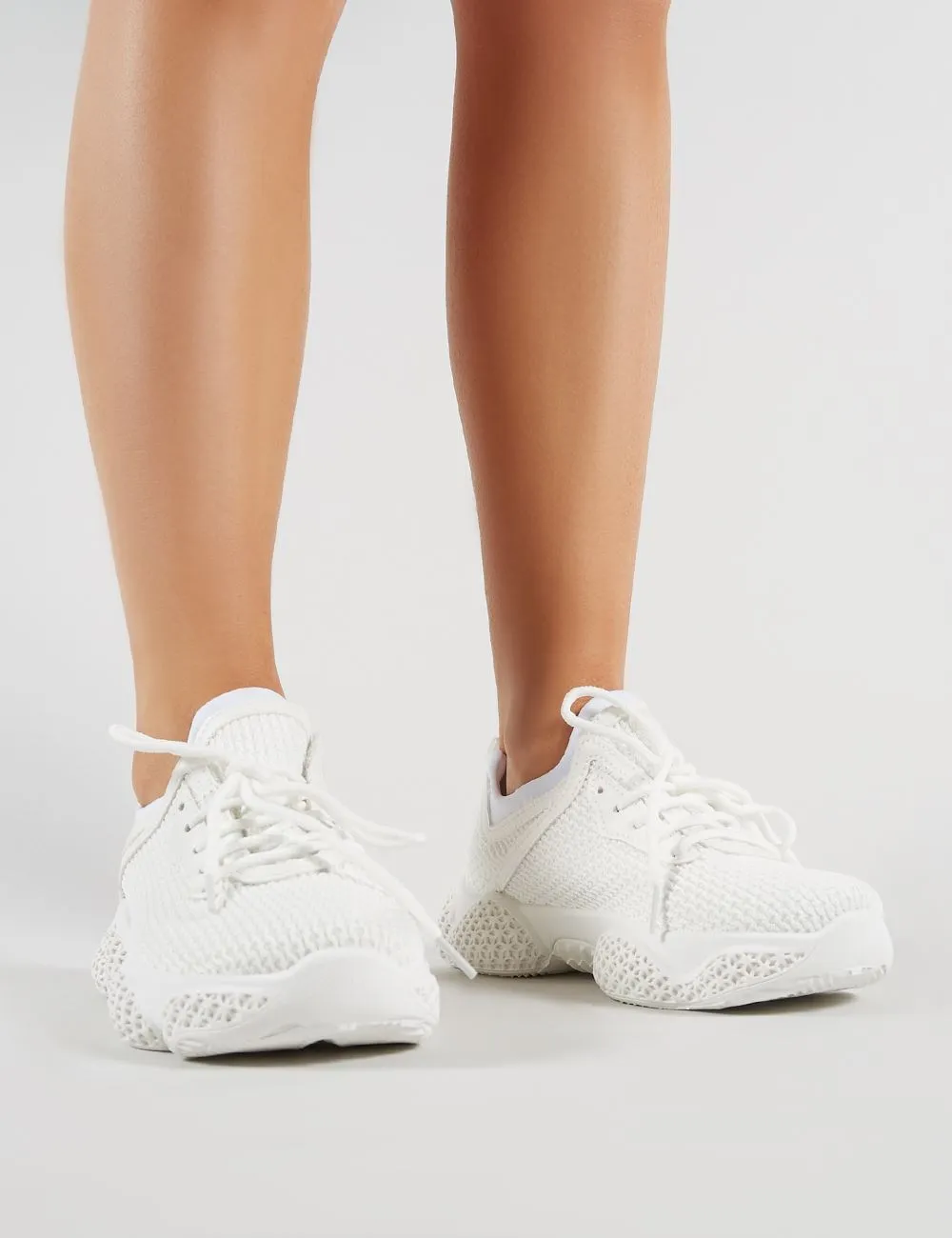 Blur Chunky Mesh Trainers in White