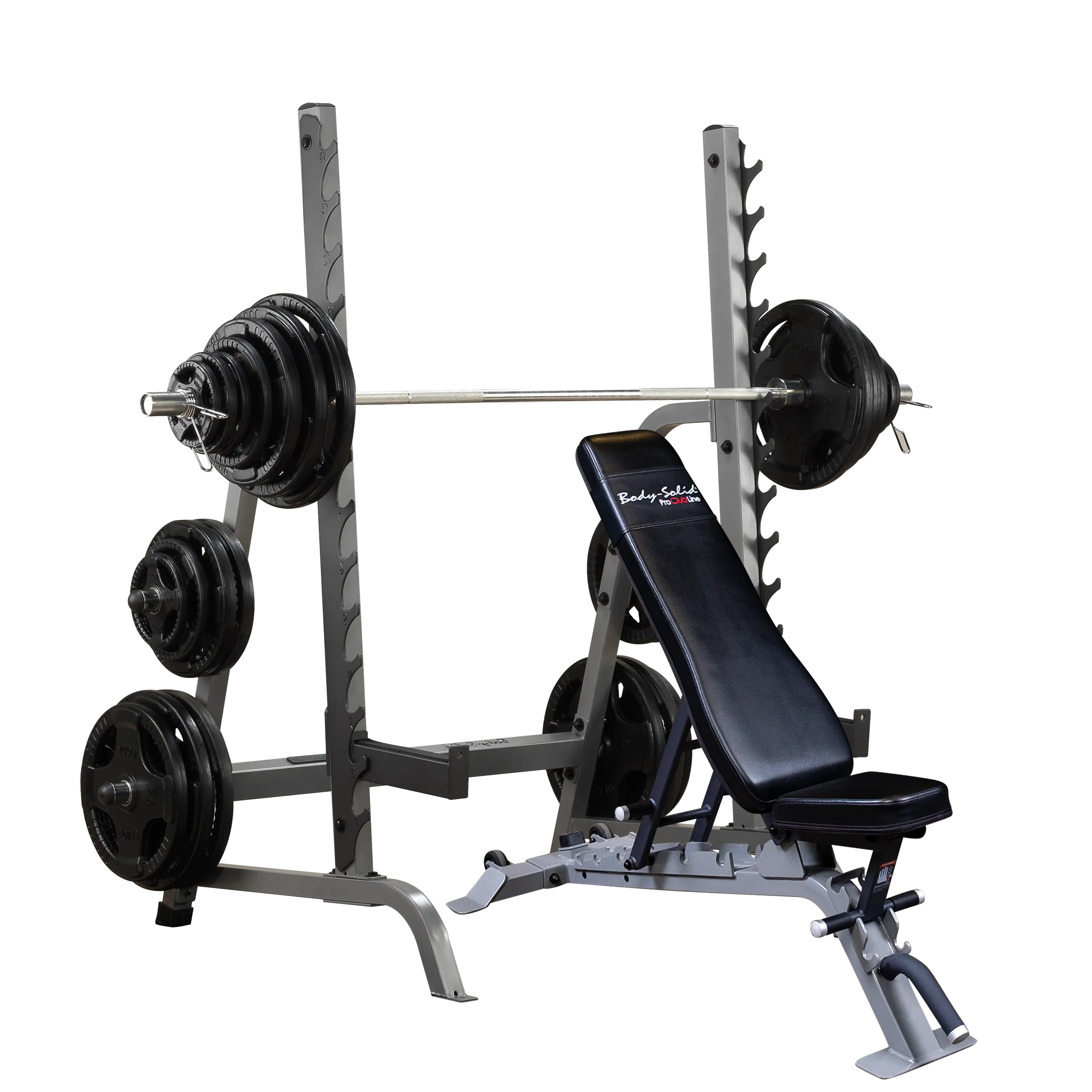 Body-Solid Pro Clubline Full Commercial Adjustable Olympic Bench Rack Combo SDIB370