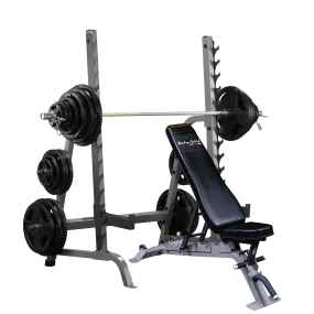 Body-Solid Pro Clubline Full Commercial Adjustable Olympic Bench Rack Combo SDIB370