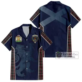 Borthwick Tartan Short Sleeve Button Shirt with Family Crest and Lion Rampant Vibes Sport Style