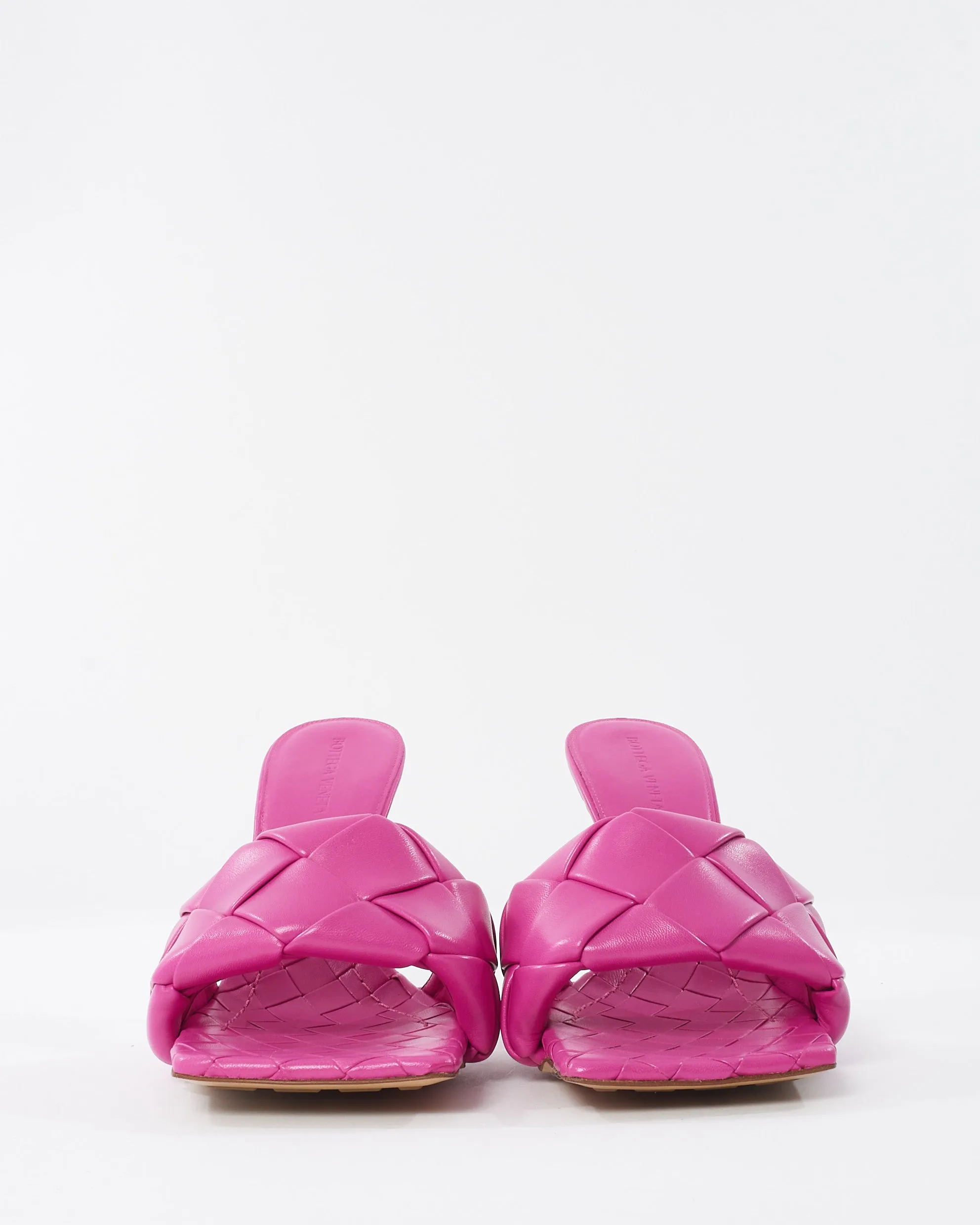 Bottega Veneta Pink Intercciato Leather Lido Sandals - 41