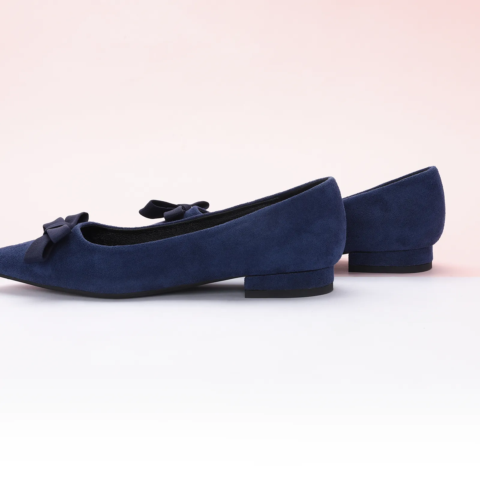 Bowknot Suede Flats (Aida) Navy