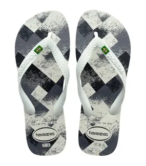 Brazil Fresh Flip Flops in White/White/Gray