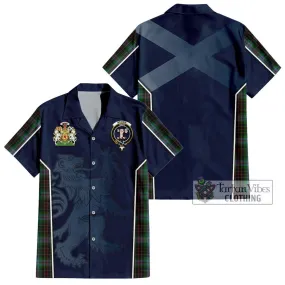 Brodie Hunting Tartan Short Sleeve Button Shirt with Family Crest and Lion Rampant Vibes Sport Style